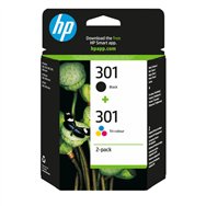 HP 301 pack de 2 cartouches d'encre noir/trois couleurs authentiques