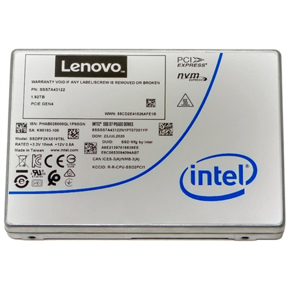 Lenovo 4XB7A17147 disque SSD 7,68 To U.2 PCI Express 4.0 NVMe TLC 3D NAND