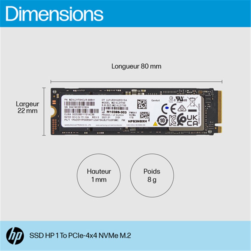 HP SSD PCIe4x4 NVMe M.2 1 To