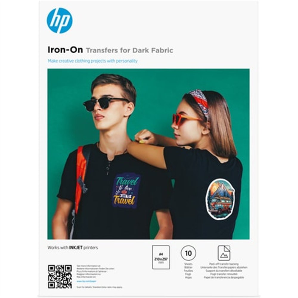 HP Transferts sur tissu pour tissu foncé A4 (210 x 297 mm) - 10 feuilles