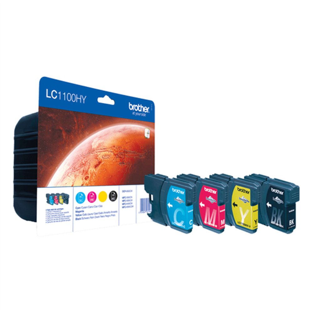 Brother LC1100HYVALBP cartouche d'encre 4 pièce(s) Original Rendement élevé (XL) Noir, Cyan, Magenta, Jaune