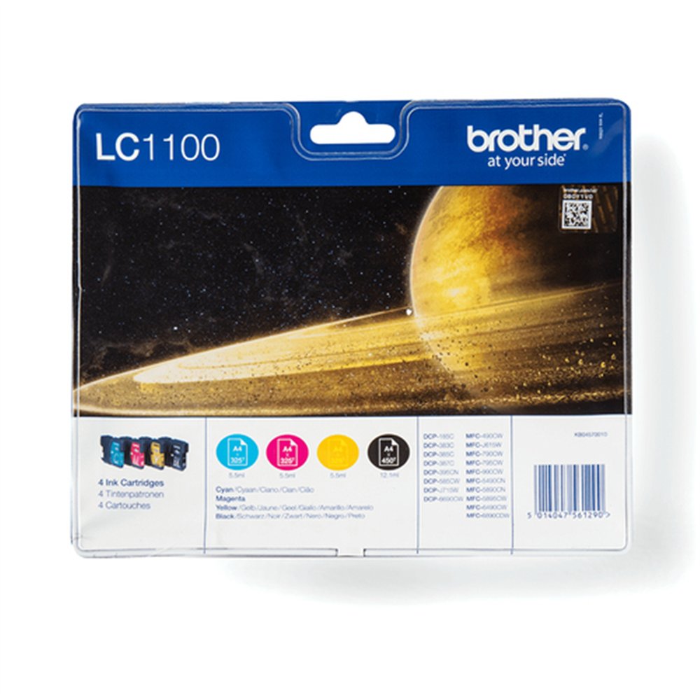 Brother LC1100VALBP cartouche d'encre 4 pièce(s) Original Noir, Cyan, Magenta, Jaune