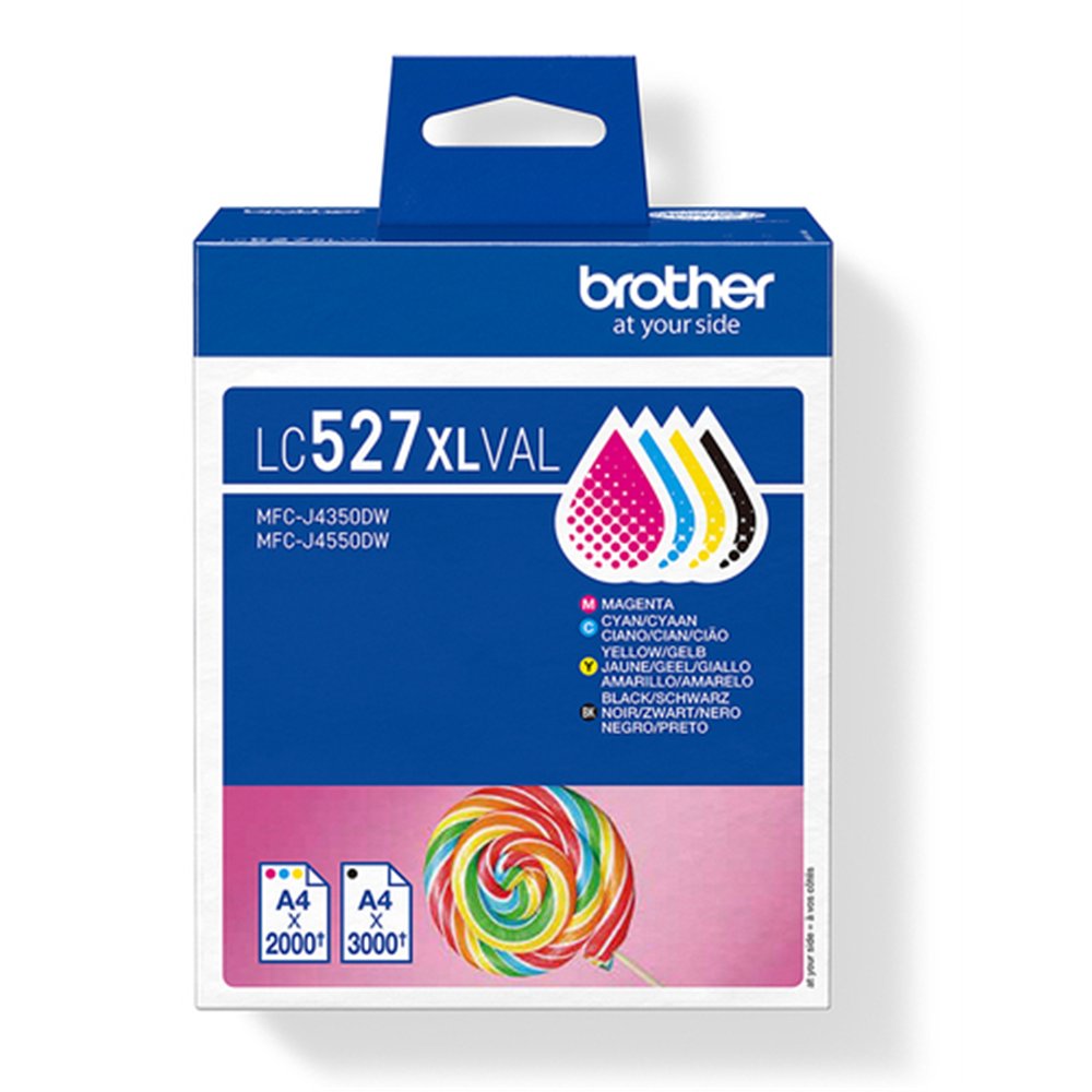 Brother LC-527XLVAL cartouche d'encre 4 pièce(s) Original Rendement élevé (XL) Noir, Cyan, Magenta, Jaune