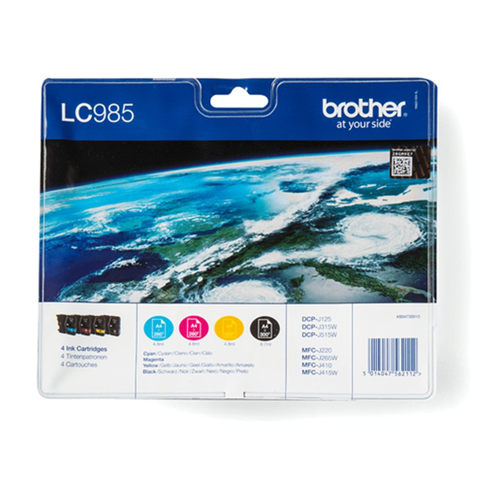 Brother LC985VALBP cartouche d'encre 4 pièce(s) Original Noir, Cyan, Magenta, Jaune