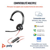 HP Poly Casque USB-C Poly Blackwire 3310