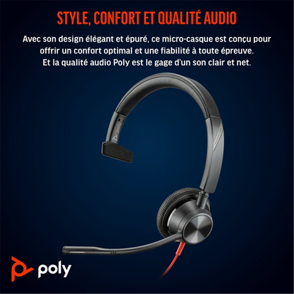 HP Poly Micro-casque Poly Blackwire 3315 USB-C certifié Microsoft Teams