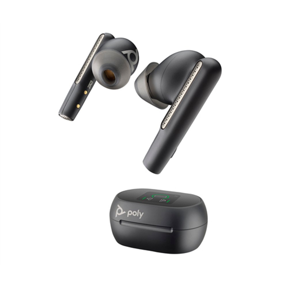 HP Poly Écouteurs noir charbon Poly Voyager Free 60+ UC + adaptateur USB-A BT700 + étui de charge avec écran tactile