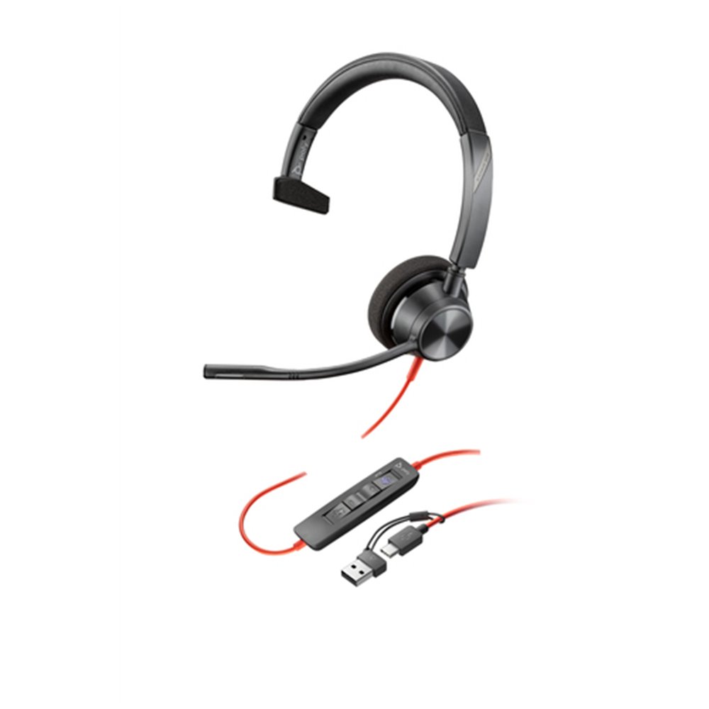 HP Poly Micro-casque Poly Blackwire 3310 monaural USB-C certifié Microsoft Teams + adaptateur USB-C/A