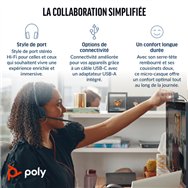 HP Poly Micro-casque Poly Blackwire 3320 stéréo USB-C certifié Microsoft Teams + adaptateur USB-C/A