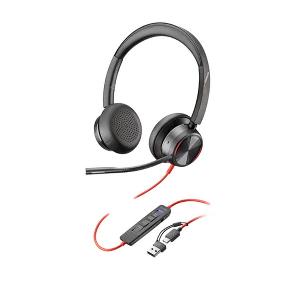 HP Poly Micro-casque Poly Blackwire 8225 stéréo USB-C certifié Microsoft Teams + adaptateur USB-C/A
