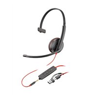 HP Poly Micro-casque monaural USB-C Poly Blackwire 3215 + prise 3,5 mm + adaptateur USB-C/A (lot)