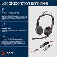 HP Poly Micro-casque stéréo USB-C Poly Blackwire 5220 + prise 3,5 mm + adaptateur USB-C/A (lot)