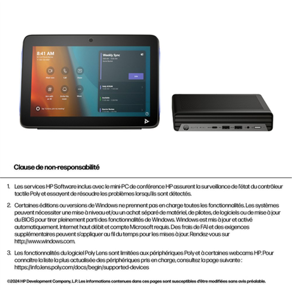 HP Poly Kit de base Poly Studio G9 Plus pour Mini-PC IP HP Microsoft Teams avec TC10