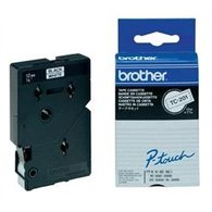 Brother Gloss Laminated Labelling Tape - 12mm, Black/White, 10-pk ruban d'étiquette TC