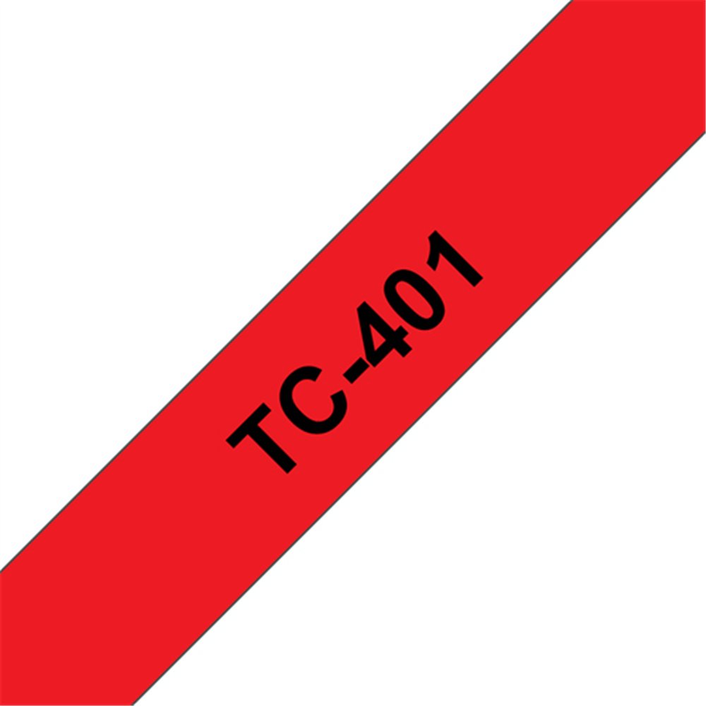 Brother TC-401 ruban d'étiquette Noir sur rouge
