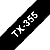 Brother TX-355 ruban d'étiquette Blanc sur noir