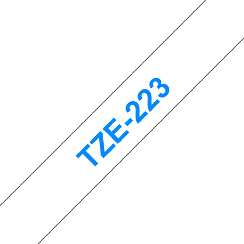 Brother TZE-223 ruban d'étiquette Bleu sur blanc