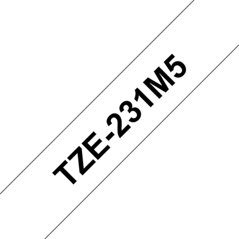 Brother TZE-231M5 ruban d'étiquette Noir sur blanc