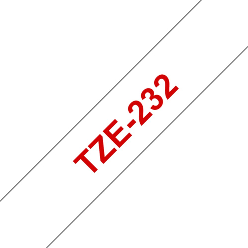 Brother TZE-232 ruban d'étiquette Rouge sur blanc