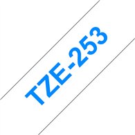 Brother TZE-253 ruban d'étiquette Bleu sur blanc