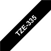 Brother TZE-335 ruban d'étiquette Blanc sur noir TZ