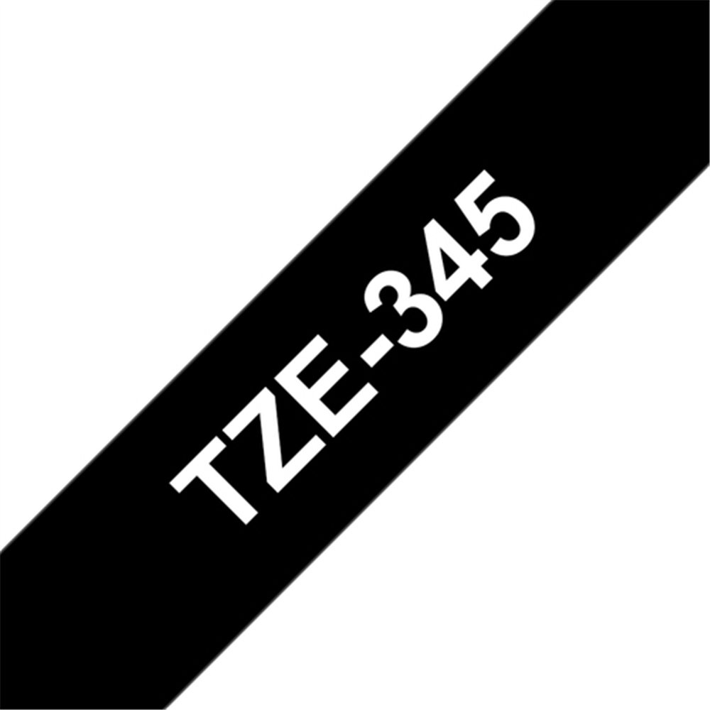 Brother TZE-345 ruban d'étiquette Blanc sur noir