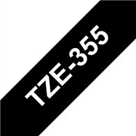 Brother TZE-355 ruban d'étiquette Blanc sur noir