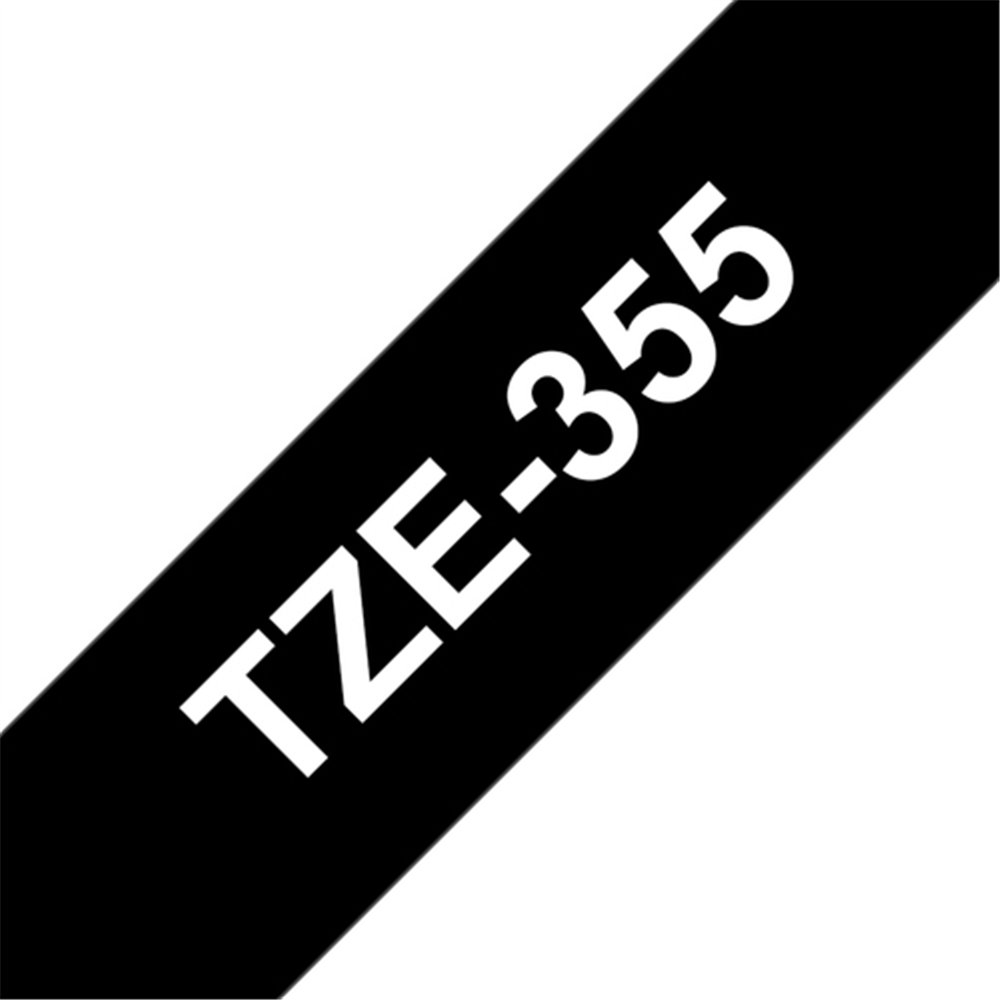 Brother TZE-355 ruban d'étiquette Blanc sur noir