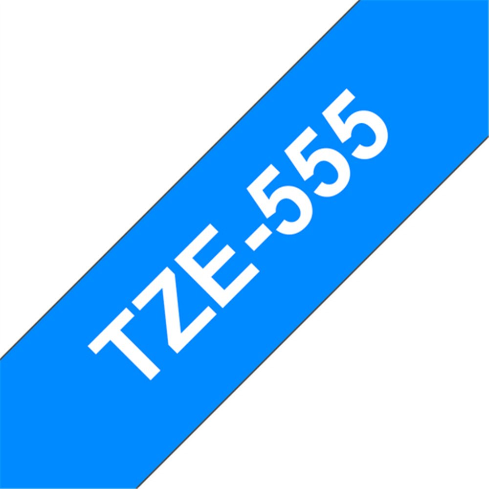 Brother TZE-555 ruban d'étiquette Blanc sur bleu
