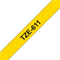 Brother TZE-611 ruban d'étiquette Noir sur jaune