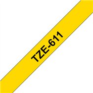 Brother TZE-611 ruban d'étiquette Noir sur jaune