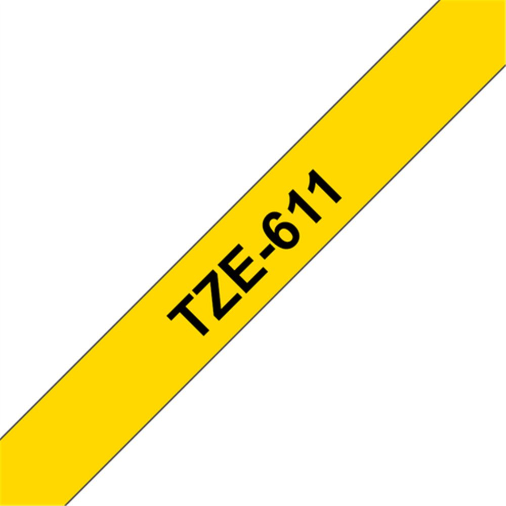 Brother TZE-611 ruban d'étiquette Noir sur jaune