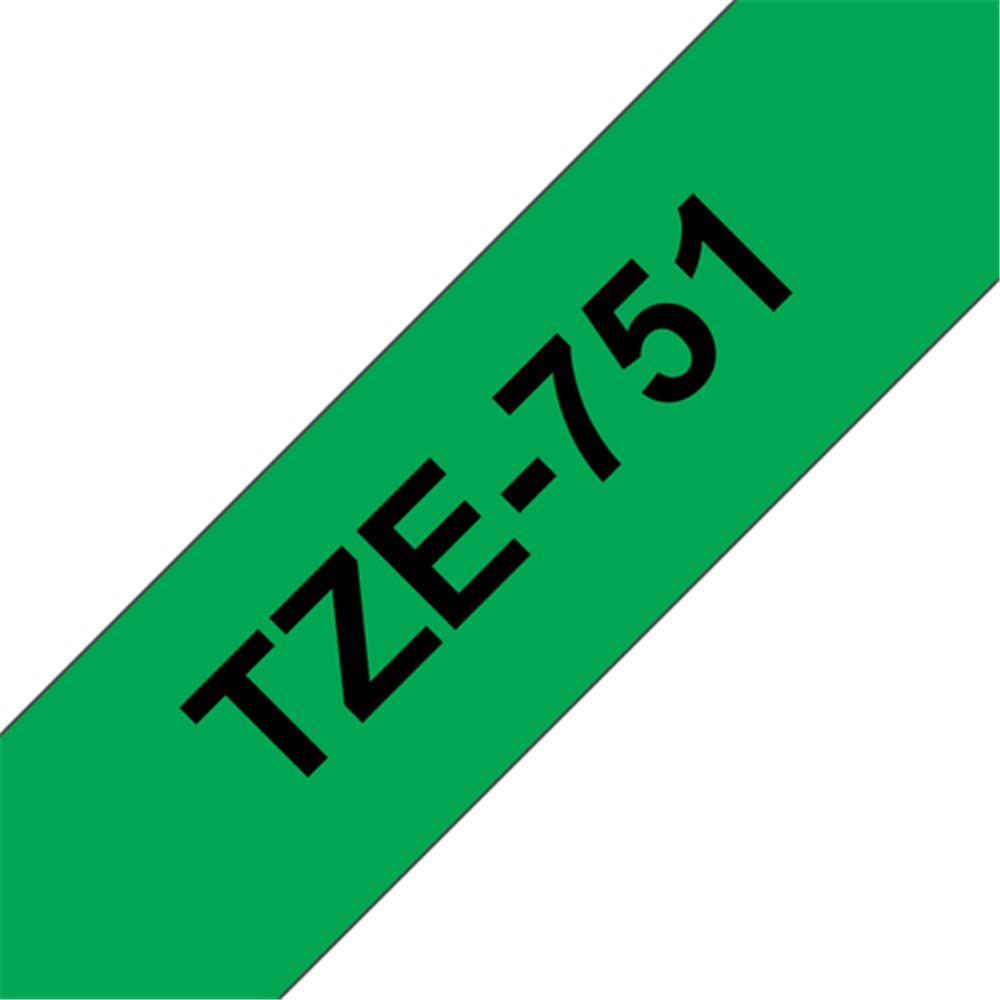 Brother TZE-751 ruban d'étiquette Noir sur vert