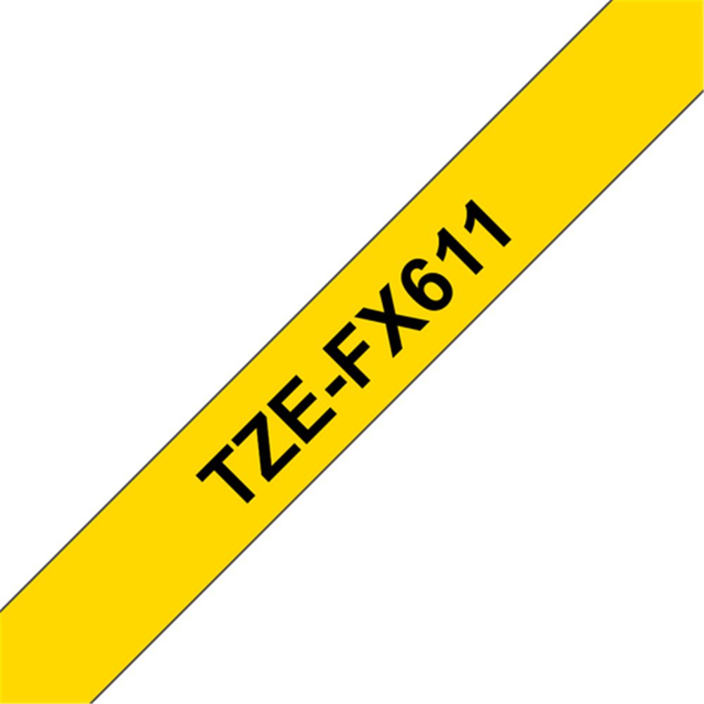 Brother TZE-FX611 ruban d'étiquette Noir sur jaune