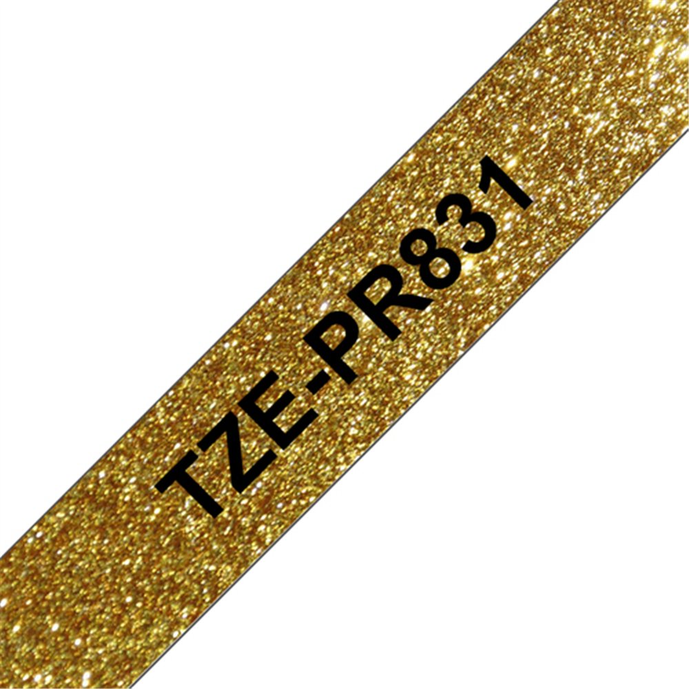 Brother TZE-PR831 ruban d'étiquette Noir sur or