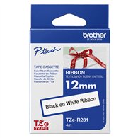 Brother TZE-R231 ruban d'étiquette Noir sur blanc