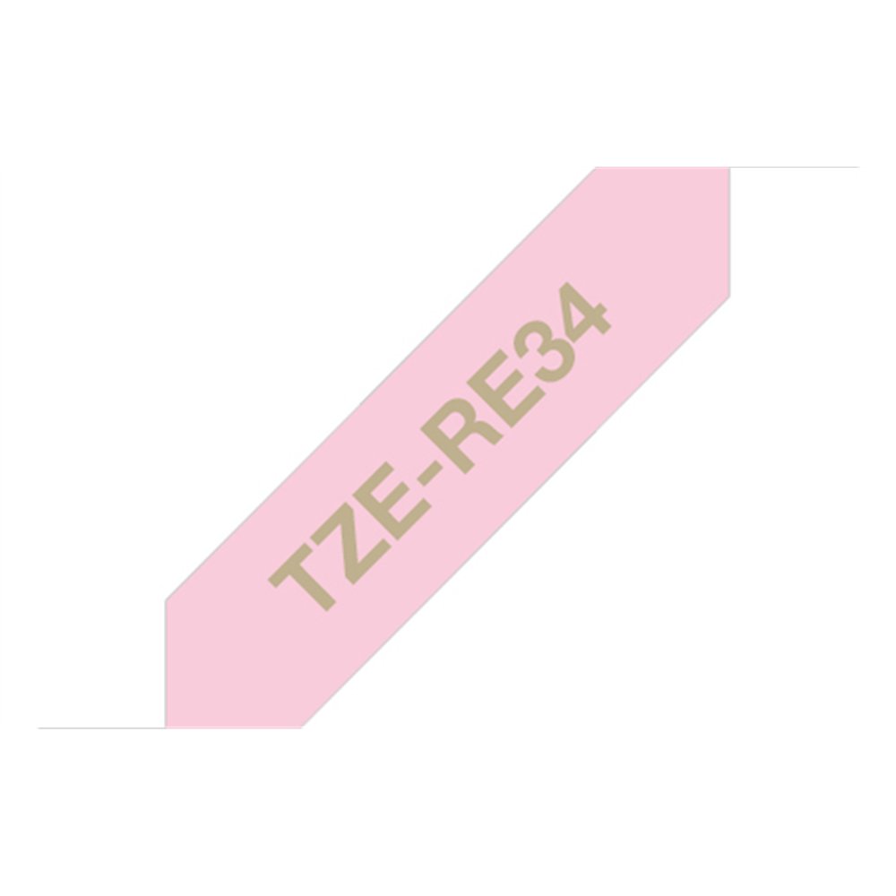 Brother TZE-RE34 ruban d'étiquette Or sur rose
