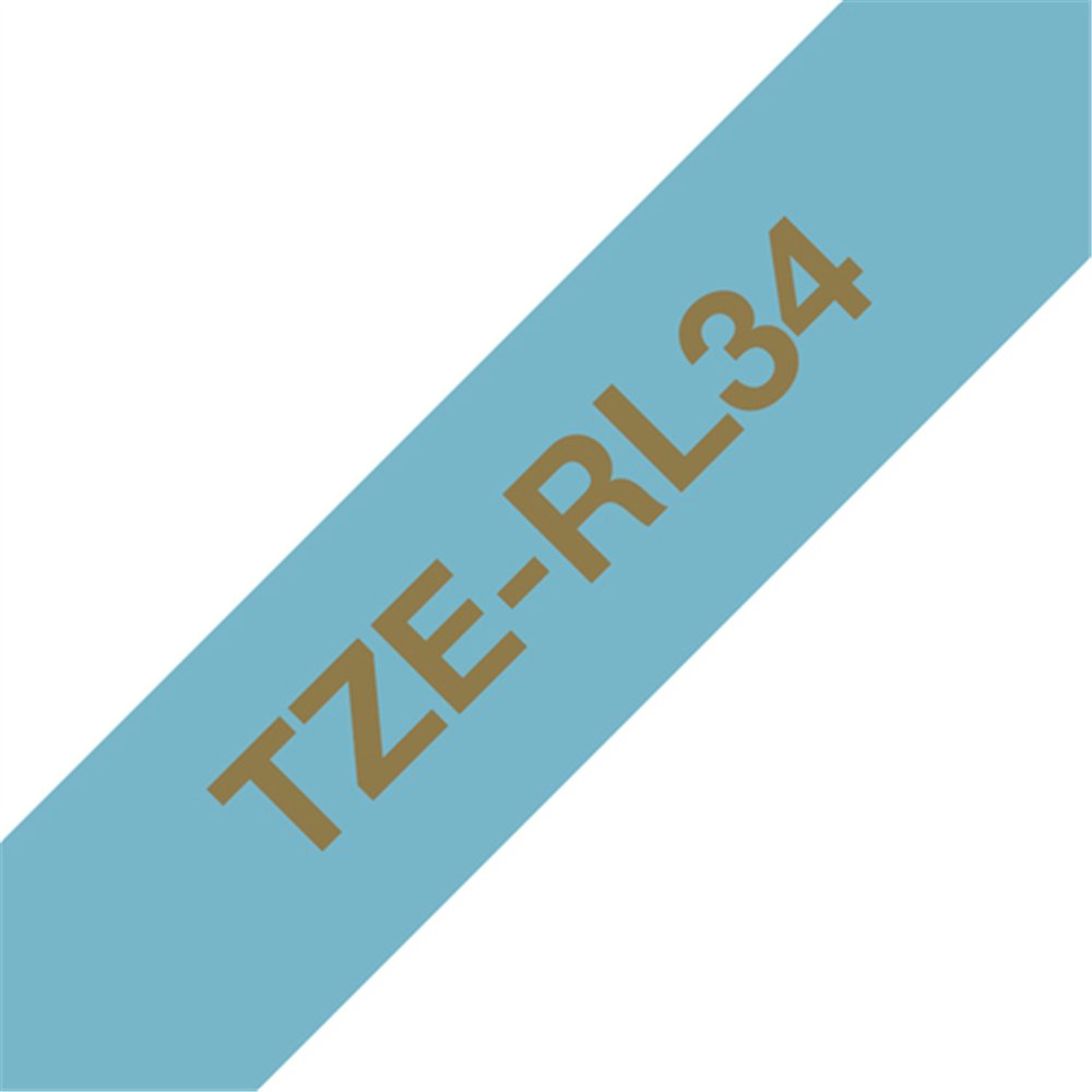 Brother TZE-RL34 ruban d'étiquette Gold on blue