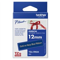 Brother TZE-RN34 ruban d'étiquette Or sur fond bleu marine