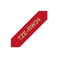 Brother TZE-RW34 ruban d'étiquette Doré sur rouge