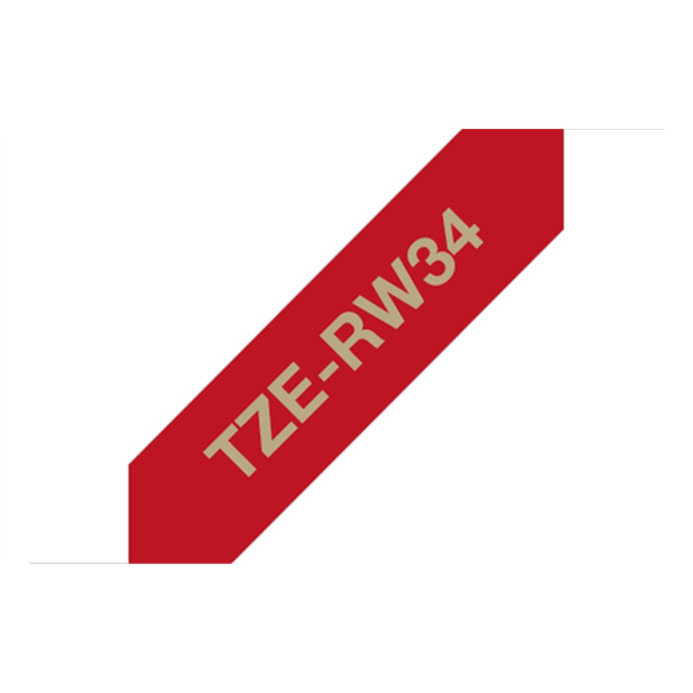 Brother TZE-RW34 ruban d'étiquette Doré sur rouge