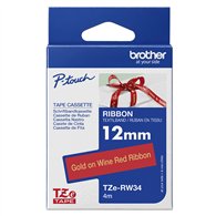 Brother TZE-RW34 ruban d'étiquette Doré sur rouge