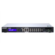 QNAP QGD-1600P Géré Gigabit Ethernet (10/100/1000) Connexion Ethernet, supportant l'alimentation via ce port (PoE) 1U Noir, Gris