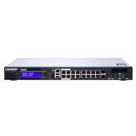 QNAP QGD-1600P Géré Gigabit Ethernet (10/100/1000) Connexion Ethernet, supportant l'alimentation via ce port (PoE) 1U Noir, Gris