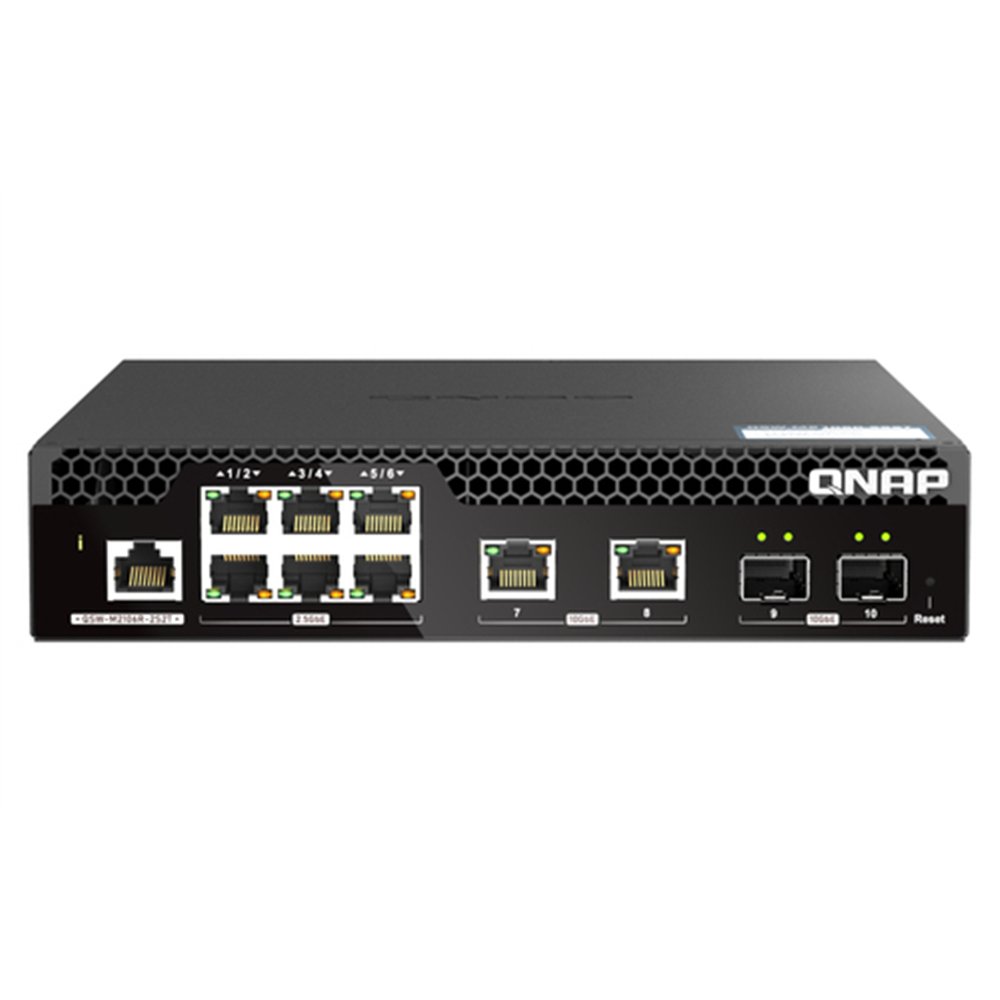 QNAP QSW-M2106R-2S2T commutateur réseau Géré L2 10G Ethernet (100/1000/10000) 1U Noir