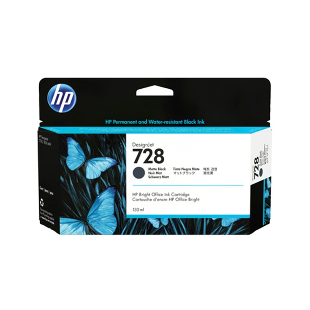 HP Cartouche d'encre noire mate DesignJet 728, 130 ml