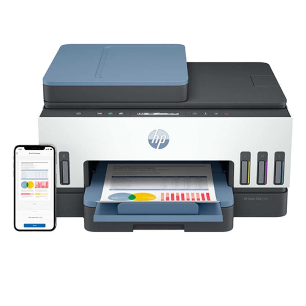 HP Smart Tank 7306 Sans fil All-in-One Couleur Imprimante, Impression recto-verso copieur, scanner